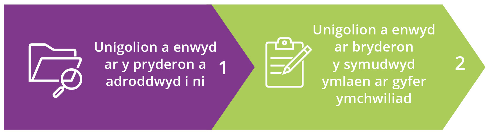 Welsh Steps 1 and 2 - 1 Unigolion a enwyd ar y pryderon a adroddwyd i ni 2 Unigolion a enwyd ar bryderon y symudwyd ymlaen ar gyfer ymchwiliad